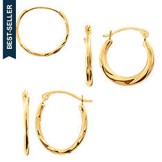 10K Hoop Earring Set