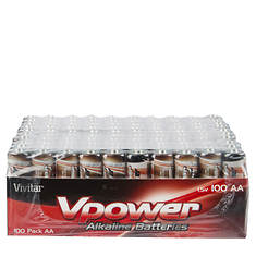 Vivitar 100-Pack AA VPower Alkaline Batteries