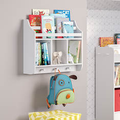 Wall Shelf with Cubbies and Bookrack