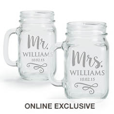 Personalized Mr. & Mrs. Mason Jar Glasses-Set of 2