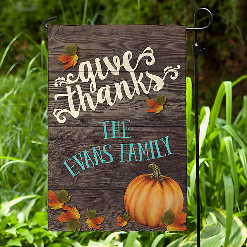 Personalized Give Thanks Garden Flag