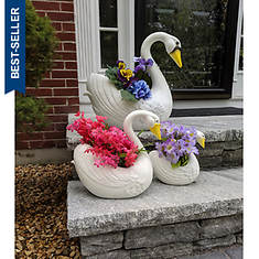 3-Piece Swan Planter Set