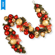 6' Red and Green Ornament Garland - Opened Item