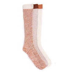MUK LUKS Women's 3 Pair Fluffy Slouch Socks