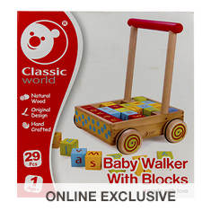 Wood Baby Walker with Blocks
