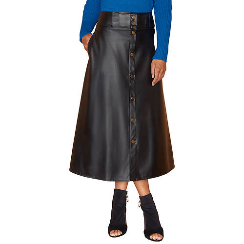 Vegan Leather Snap Skirt