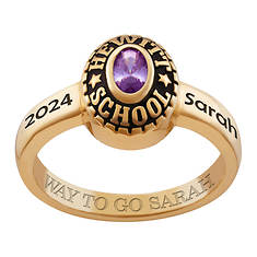 Personalized Women's Oval Birthstone Class Ring