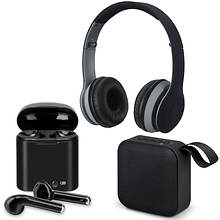 iLIVE 3-Piece Bluetooth Speaker, Headphones & Earbud Set