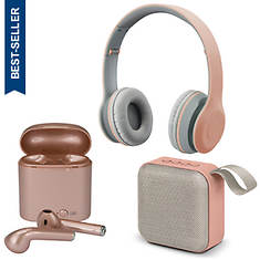 iLIVE 3-Piece Bluetooth Speaker, Headphones & Earbud Set