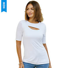 Cutout Elbow-Sleeved Top