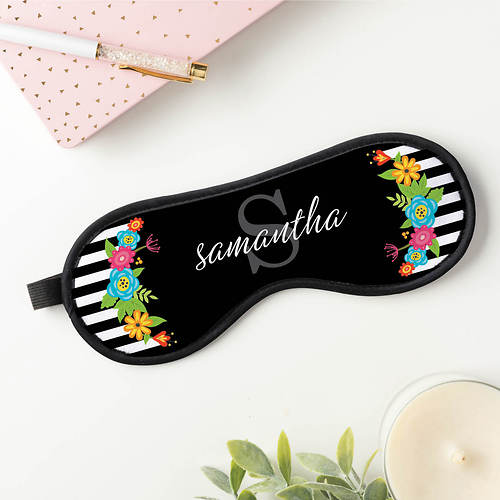 Personalized Floral Stripes Sleep Mask