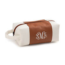 Personalized Faux Leather and Canvas Toiletry Kit with Embroidered Monogram