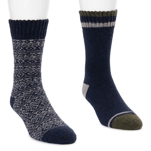 MUK LUKS Men's 2 Pair Pack Wool Socks