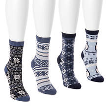 MUK LUKS Women's 4-Pack Holiday Boot Socks