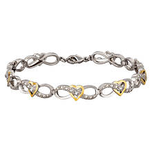 Custom Personalization Solutions Two-Tone Infinity Heart Diamond Bracelet