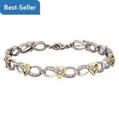 Custom Personalization Solutions Two-Tone Infinity Heart Diamond Bracelet