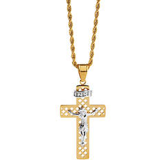 Gold-Plated Diamond Filigree Crucifix