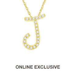 14K Yellow Gold Diamond Initial Necklace