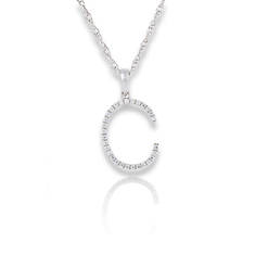 14K White Gold Sterling Initial Necklace