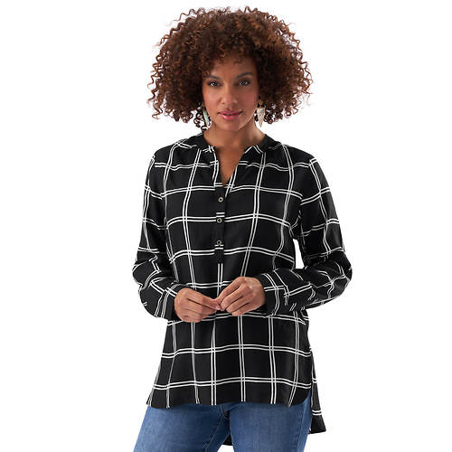 Masseys Button-Front Peasant Top