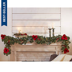 10' Lighted Amaryllis Garland with Timer