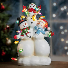 8.75" Lighted Snowman Family - Opened Item