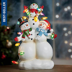 8.75" Lighted Snowman Family