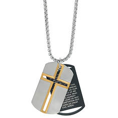 Stainless Steel Cross and Prayer Dog Tag Necklace