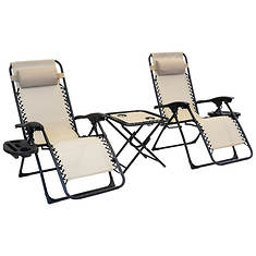 Patio Premier 3-Piece Zero Gravity Chair & Table Set