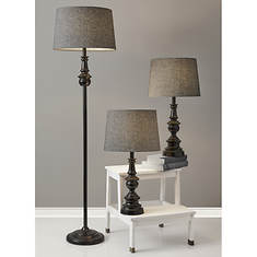 Chandler 3-pc. Lamp Set (Bronze/Herringbone)