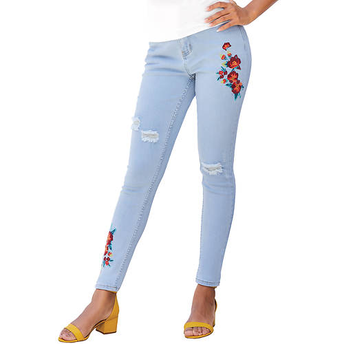 K Jordan Embroidered High-Rise Skinny Jeans 