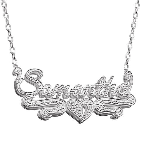 Sterling Silver or Two-Tone Double Nameplate Name Necklace