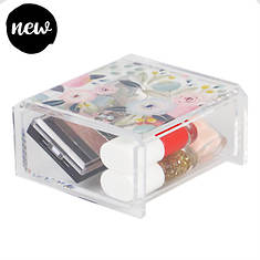 Home Basics Floral Plastic Cosmetic Box