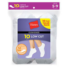 Hanes® Women's Cushioned Low-Cut Athletic Socks 10-Pack