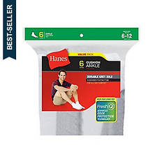 Hanes® Men's Cushion Ankle Socks 6-Pack