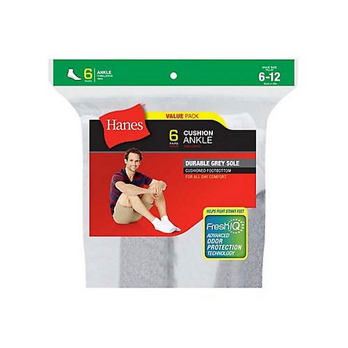 Hanes® Men's Big & Tall Cushion Ankle Socks 6-Pack