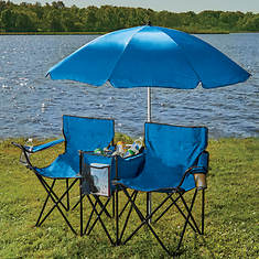Folding Chair Set with Table, Cooler and Umbrella