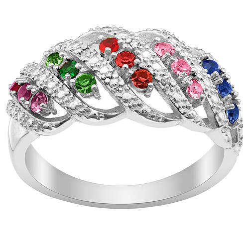 Custom Personalization Solutions Family Birthstone Swirl Ring