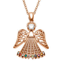Custom Personalization Solutions Filigree Family Birthstone Angel Necklace