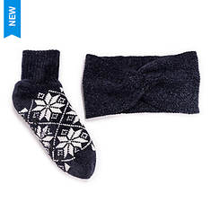 MUK LUKS Women's Chenille Sock and Headband Set