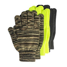 Quiet Wear Men's 3-Pair Grip Dot Assorted Gloves