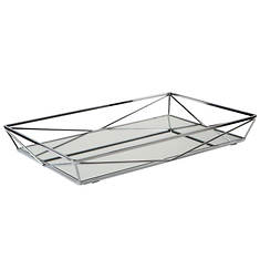 Home Details Large Geometric Mirrored Vanity Tray in Chrome