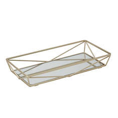 Home Details Geometric Design Mirror Vanity Tray in Gold
