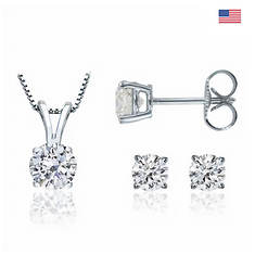 Certified Round 0.40 ct. tw. Diamond Pendant and Earring Set in 14K Gold 