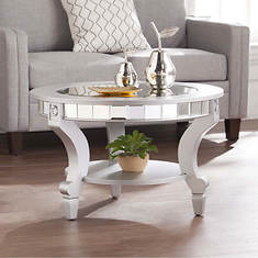 Southern Enterprises Linsay Mirrored Round Cocktail Table