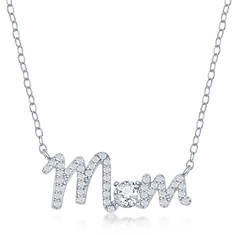 Classic Of New York Sterling Silver CZ 'Mom' Necklace