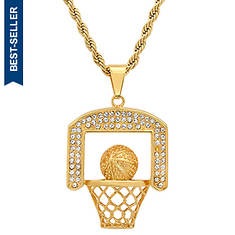 18k Gold Plated Stainless Steel Basktball Pendant Necklace