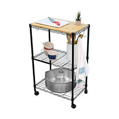 Home Basics 3-Tier Kitchen Trolley with Hooks