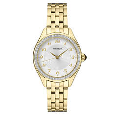Seiko Essentials Crystal Gold-Tone Stainless Steel Watch