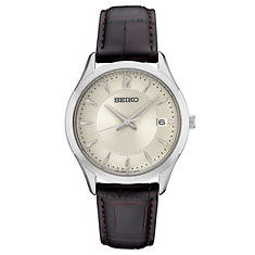 Seiko Essentials Leather Strap Watch